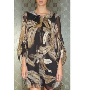 DVF silk feather print dress